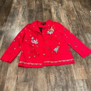 Vibrant Floral Embroidered Blazer